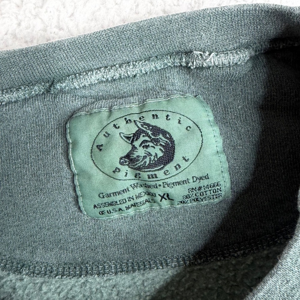 Vintage Authentic Pigment LL Bean Sweatshirt Mens XL Green Garment Dyed Crewneck - Picture 3 of 6